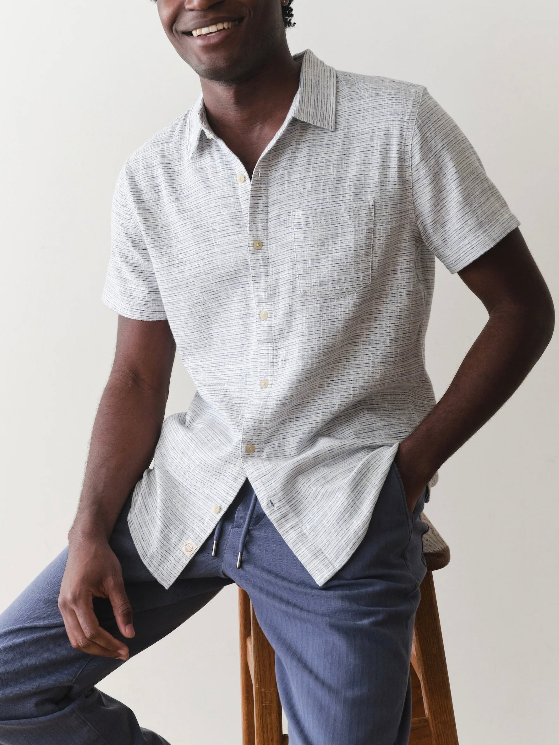 Blue Mini Stripe - Classic Stretch Salvage Shirt