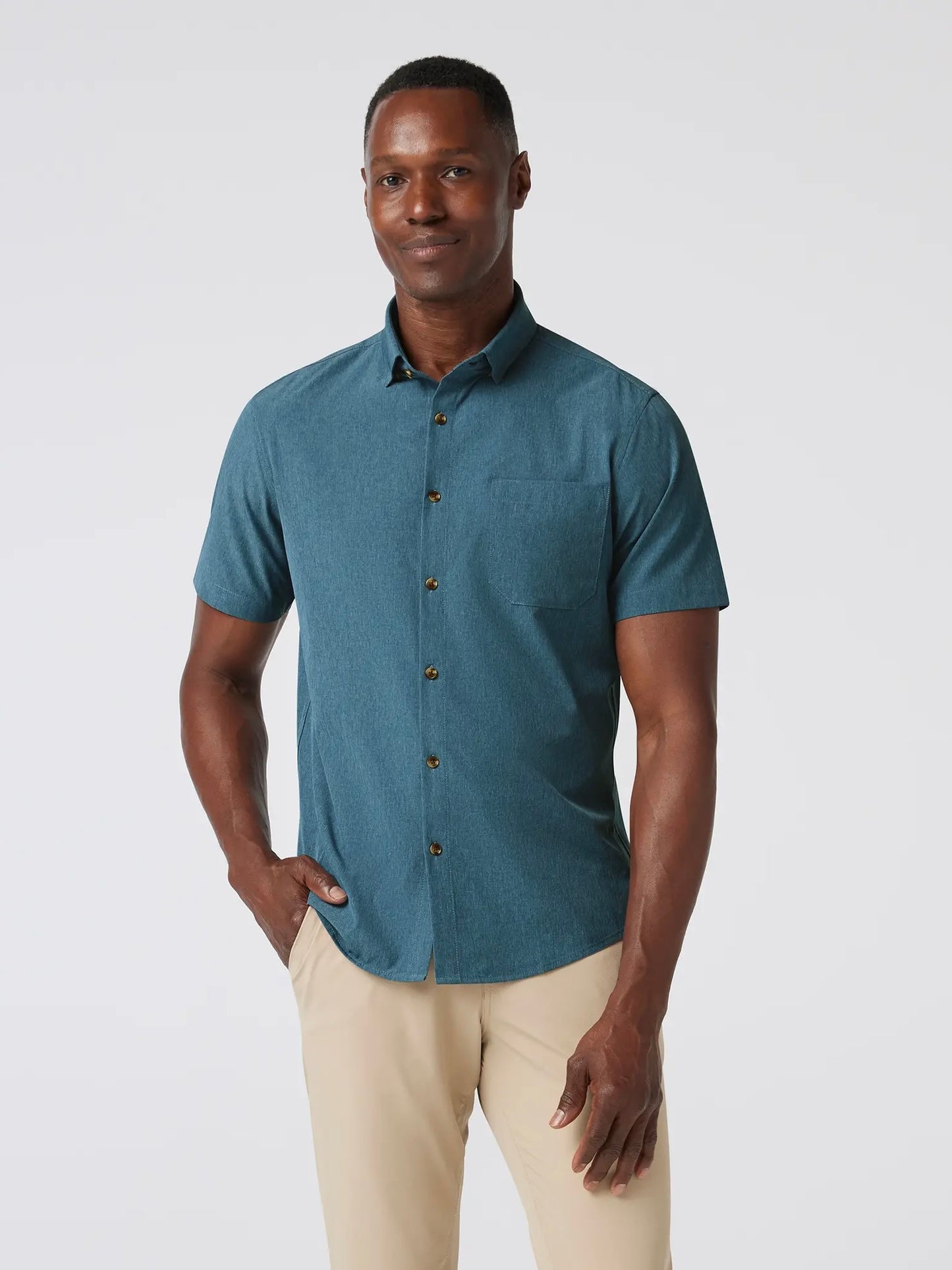 Dusty Blue Heather - Leeward SS Dress Shirt