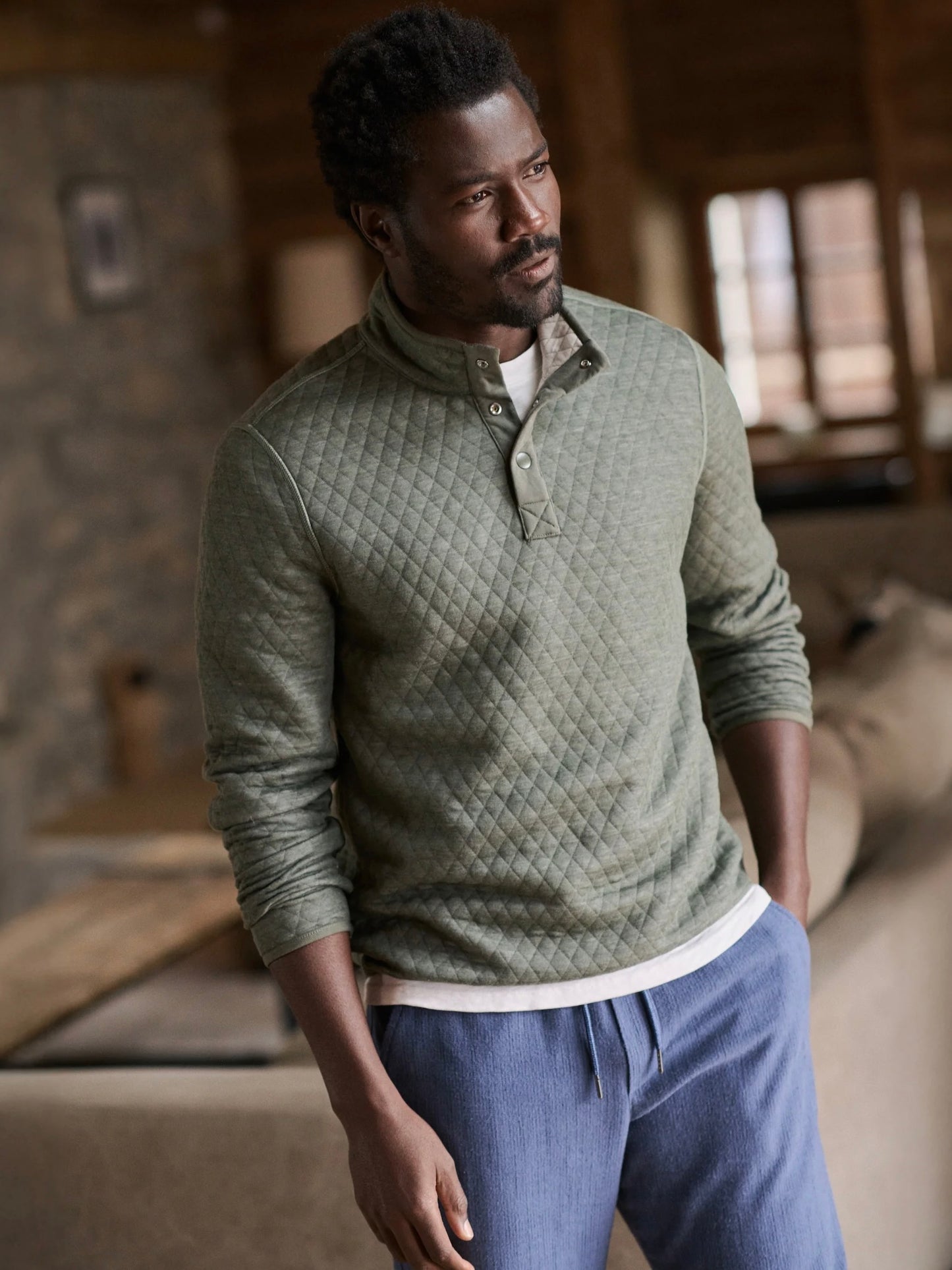 Oatmeal/Olive - Corbet Quilter Reversible Pullover