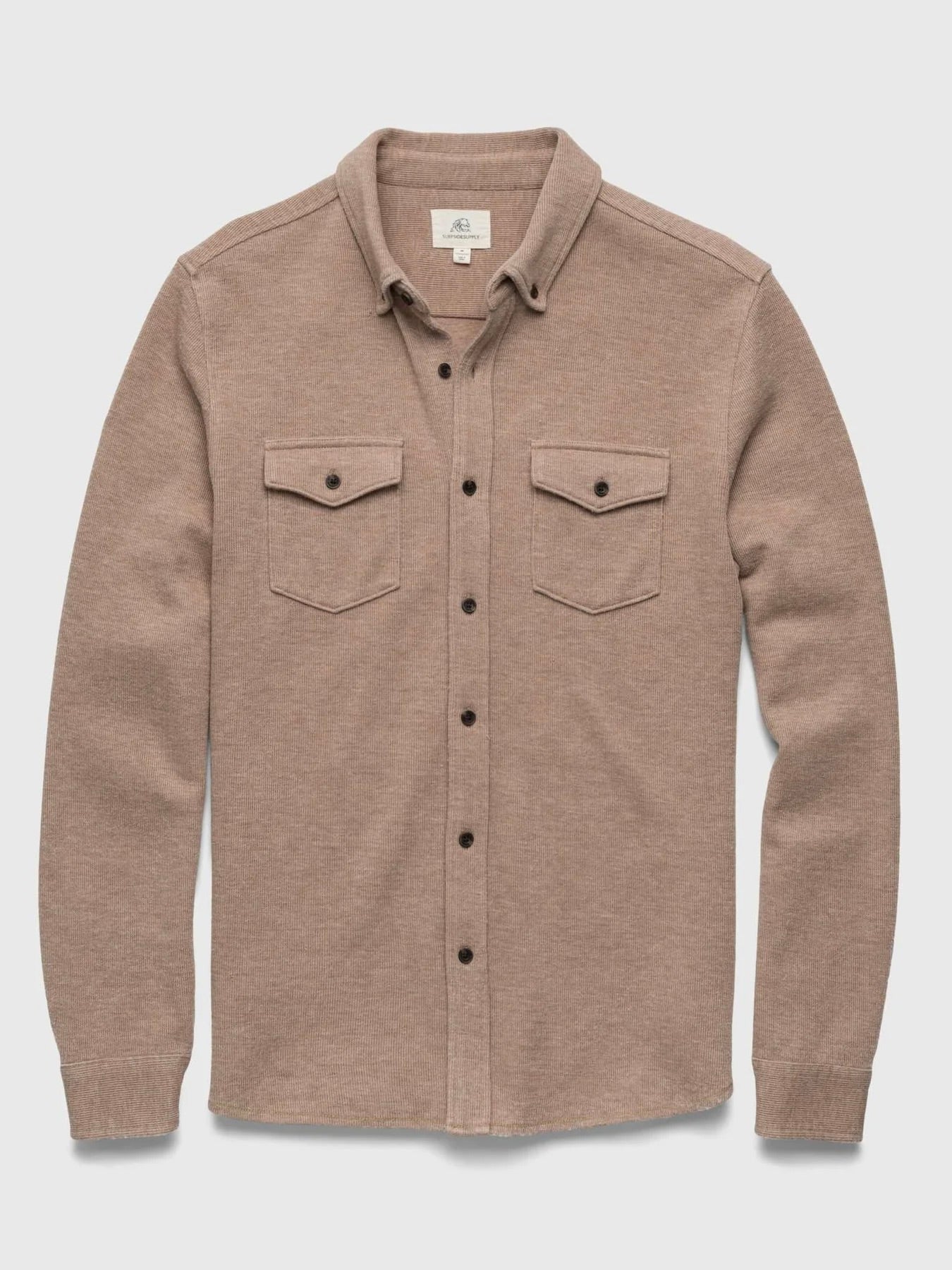 Camel Heather - Rex L/S Soft Rib 2 Patch Pocket Shirt