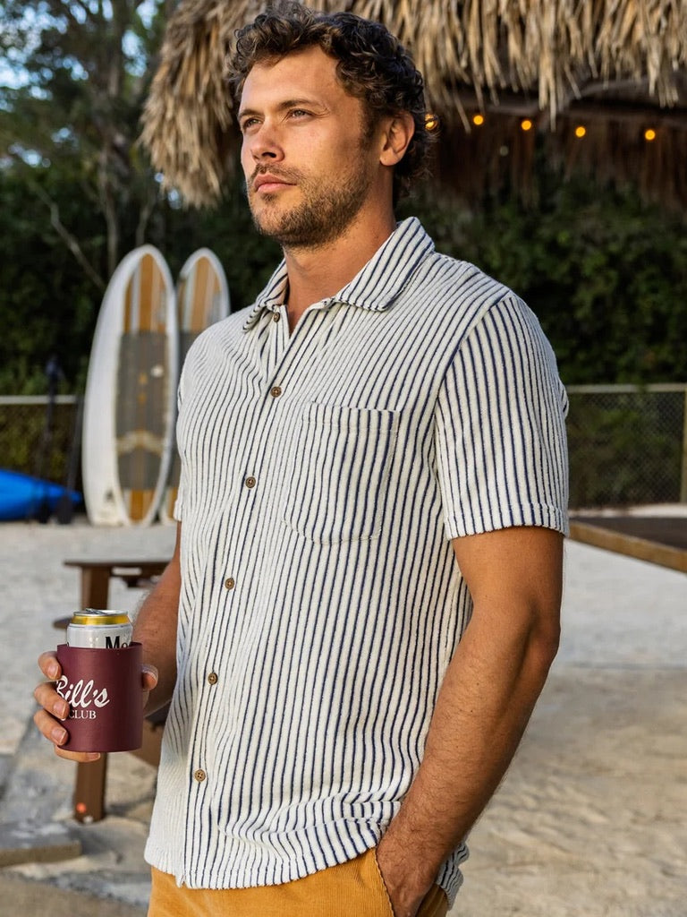 Striped Jacquard Natural - Terrycloth Button Down