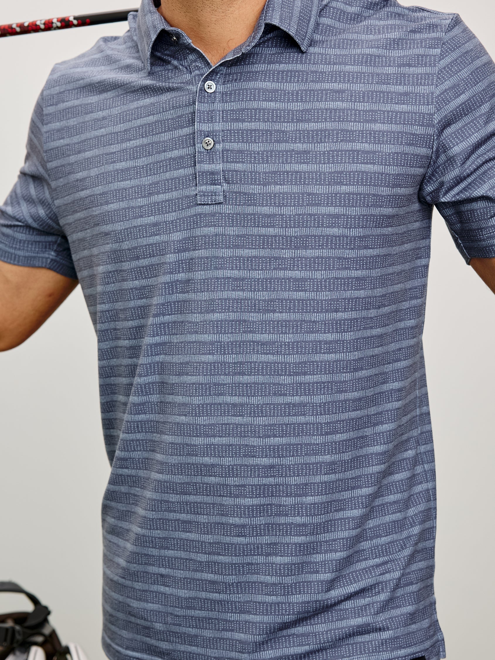 Sashiko Border Black - Merced Golf Polo