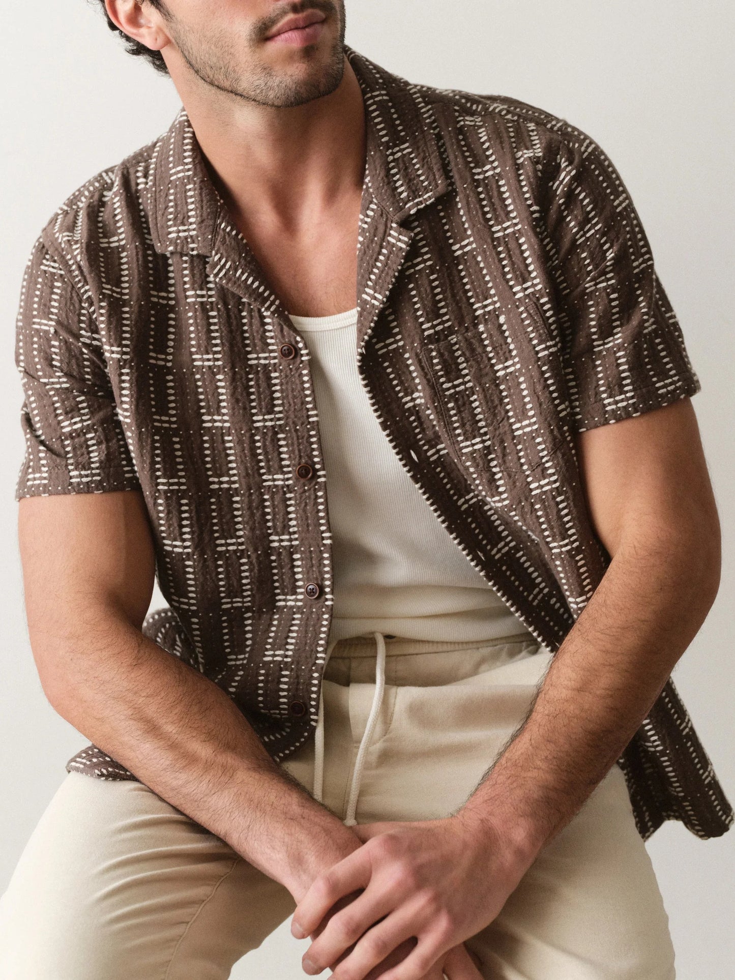 Brown - Dobby Resort Shirt