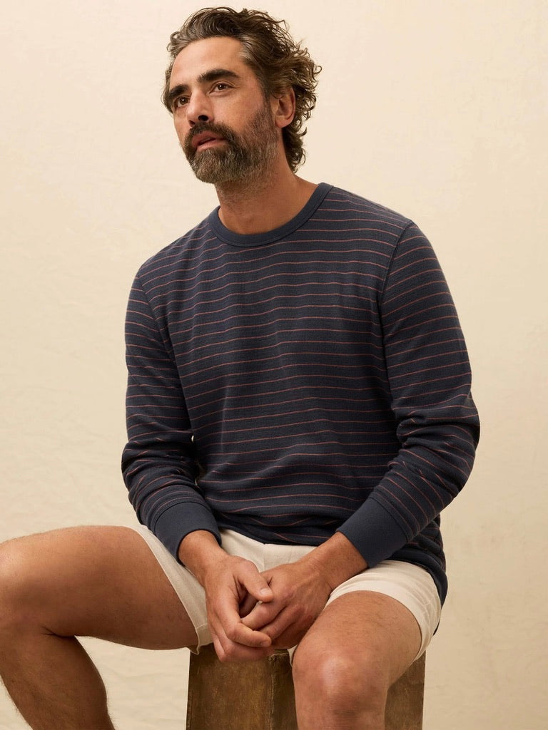 Blue Dune Stripe - Double Knit Crewneck