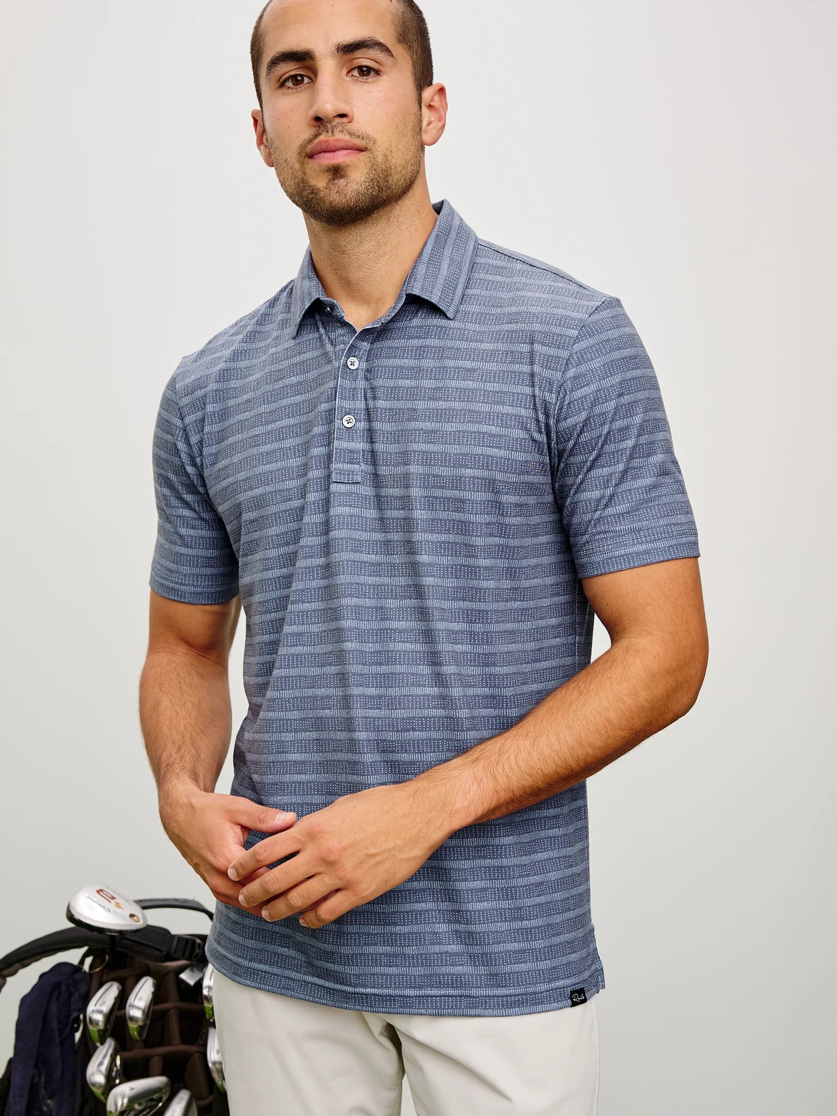 Sashiko Border Black - Merced Golf Polo