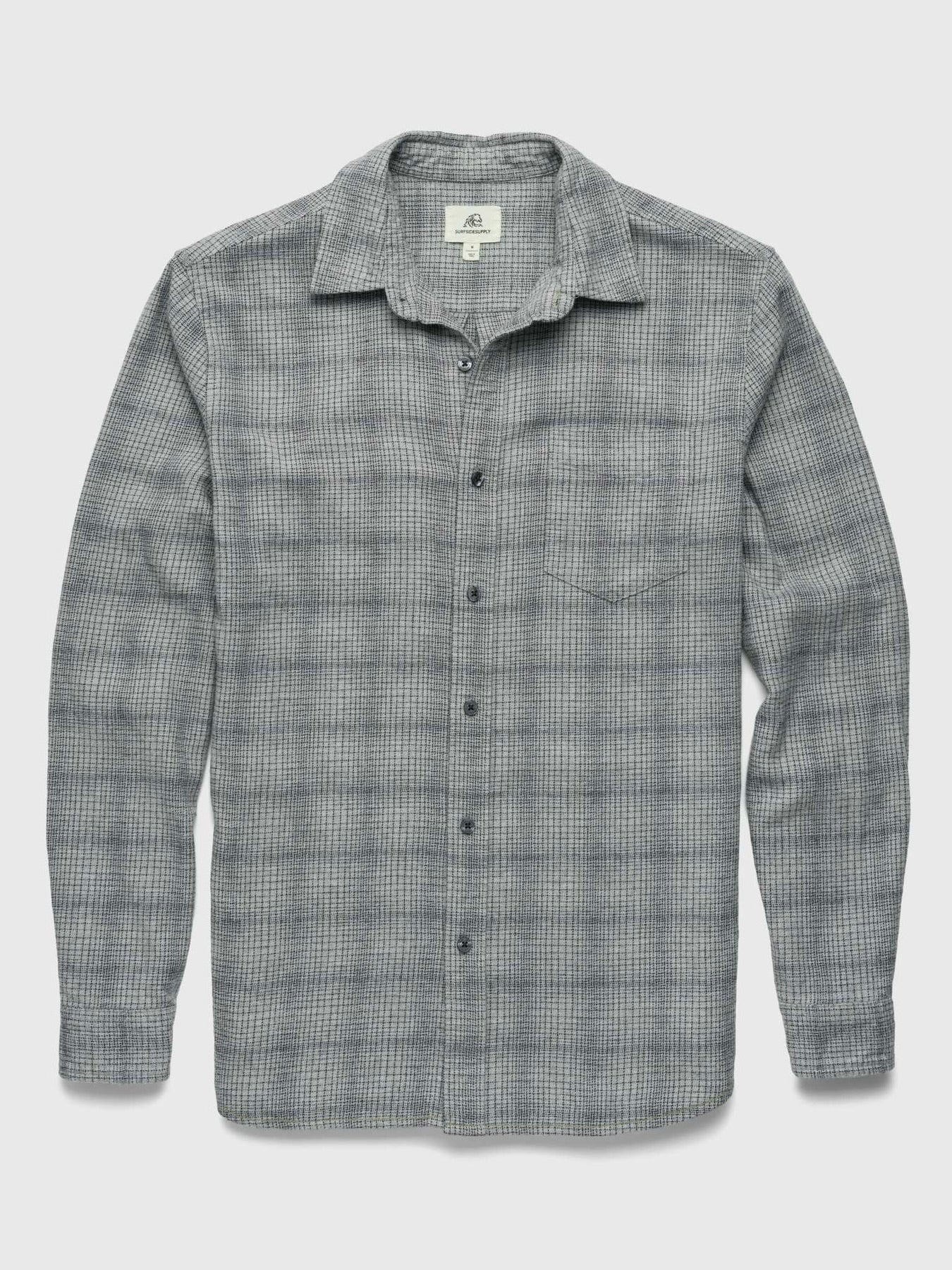Heather Grey- Brian 1 Pocket Ombre Plaid Shirt