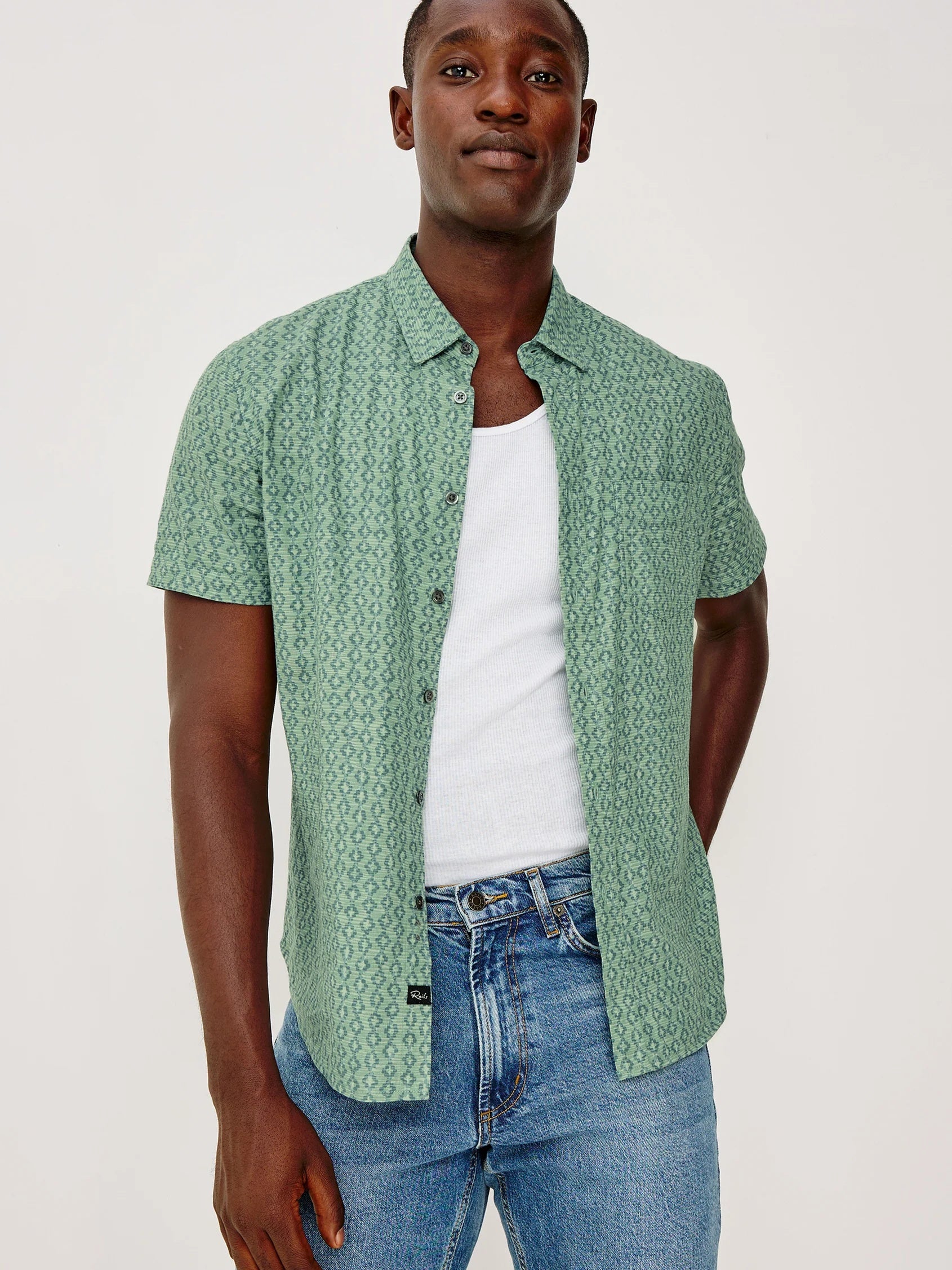 Wavy Batik Aqua  - Carson Shirt