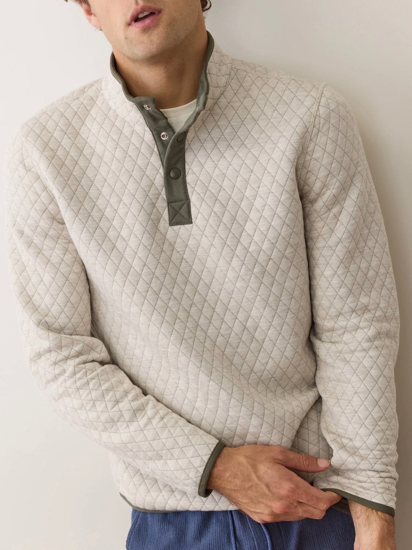 Oatmeal/Olive - Corbet Quilter Reversible Pullover