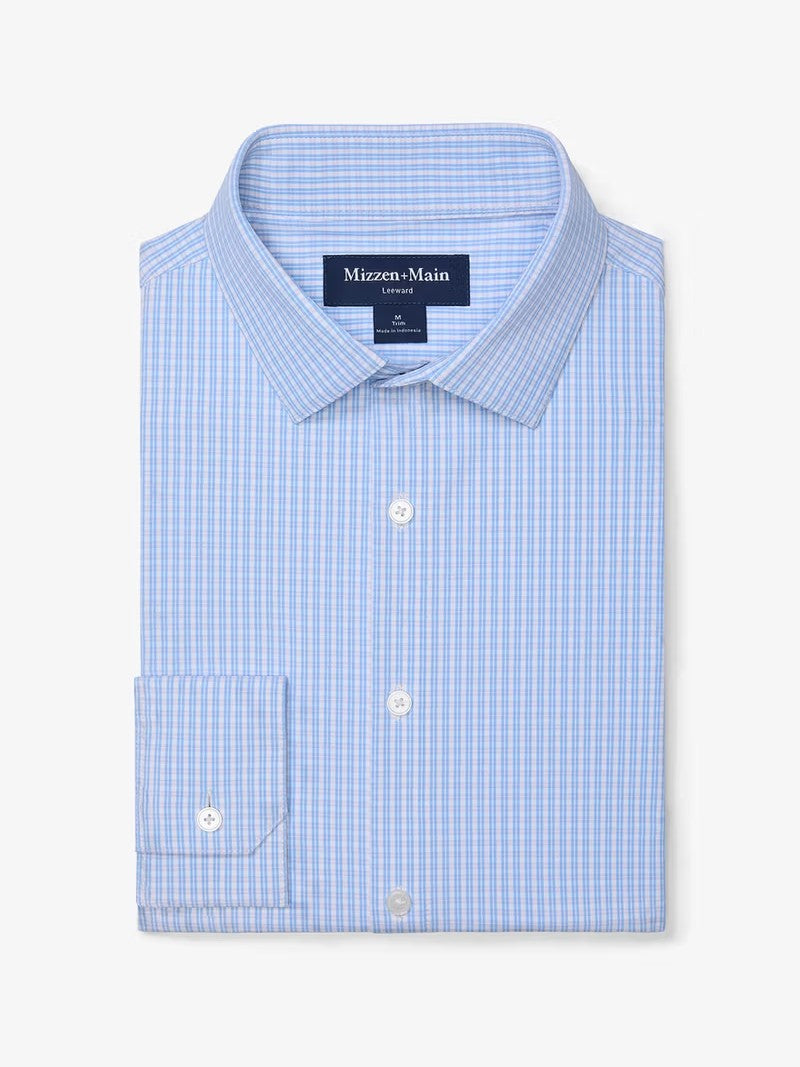 Cornflower Winston Check - Leeward LS Dress Shirt