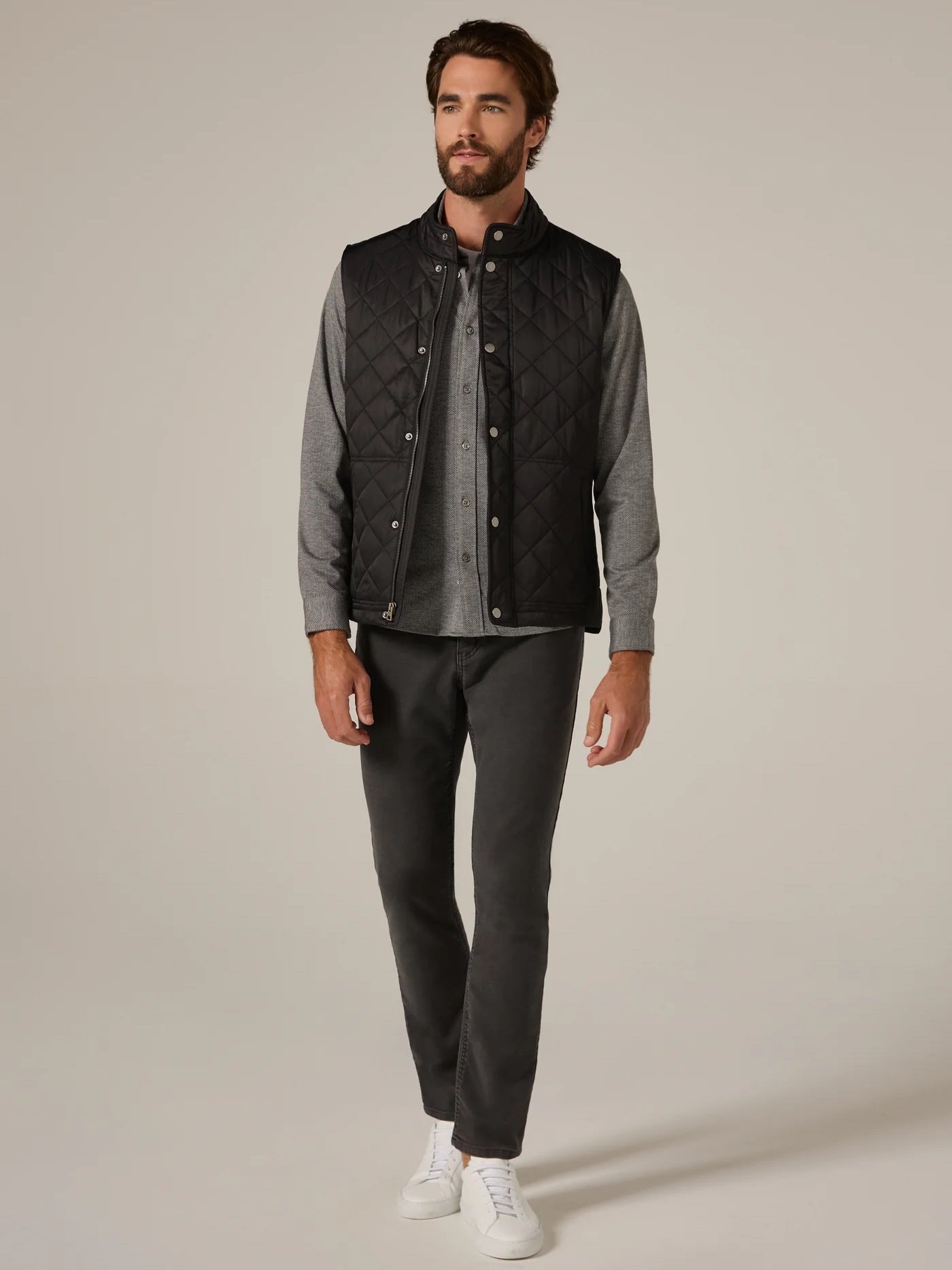 Black - Crest Quilted Vest