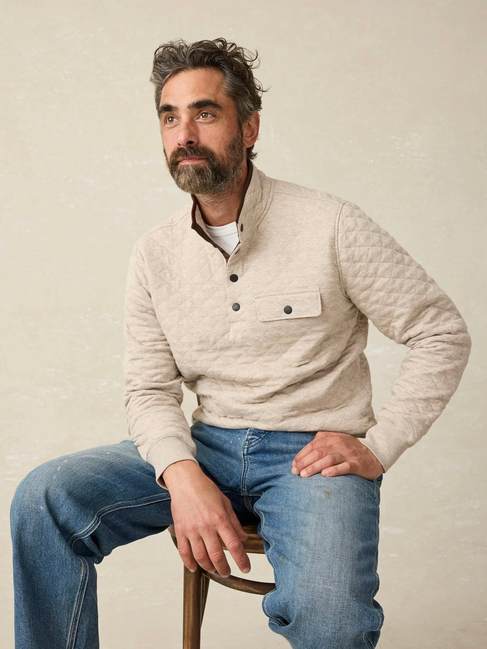 Oatmeal Melange - Epic Quilted Fleece Pullover