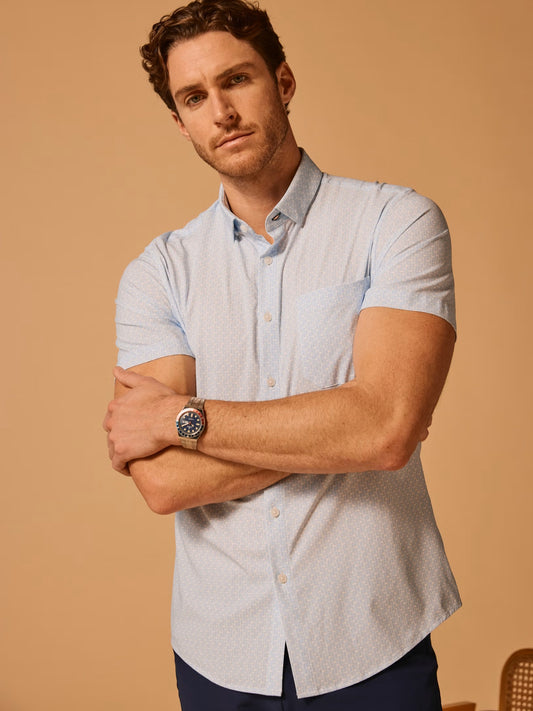 White Triangle Dash - Leeward SS Dress Shirt