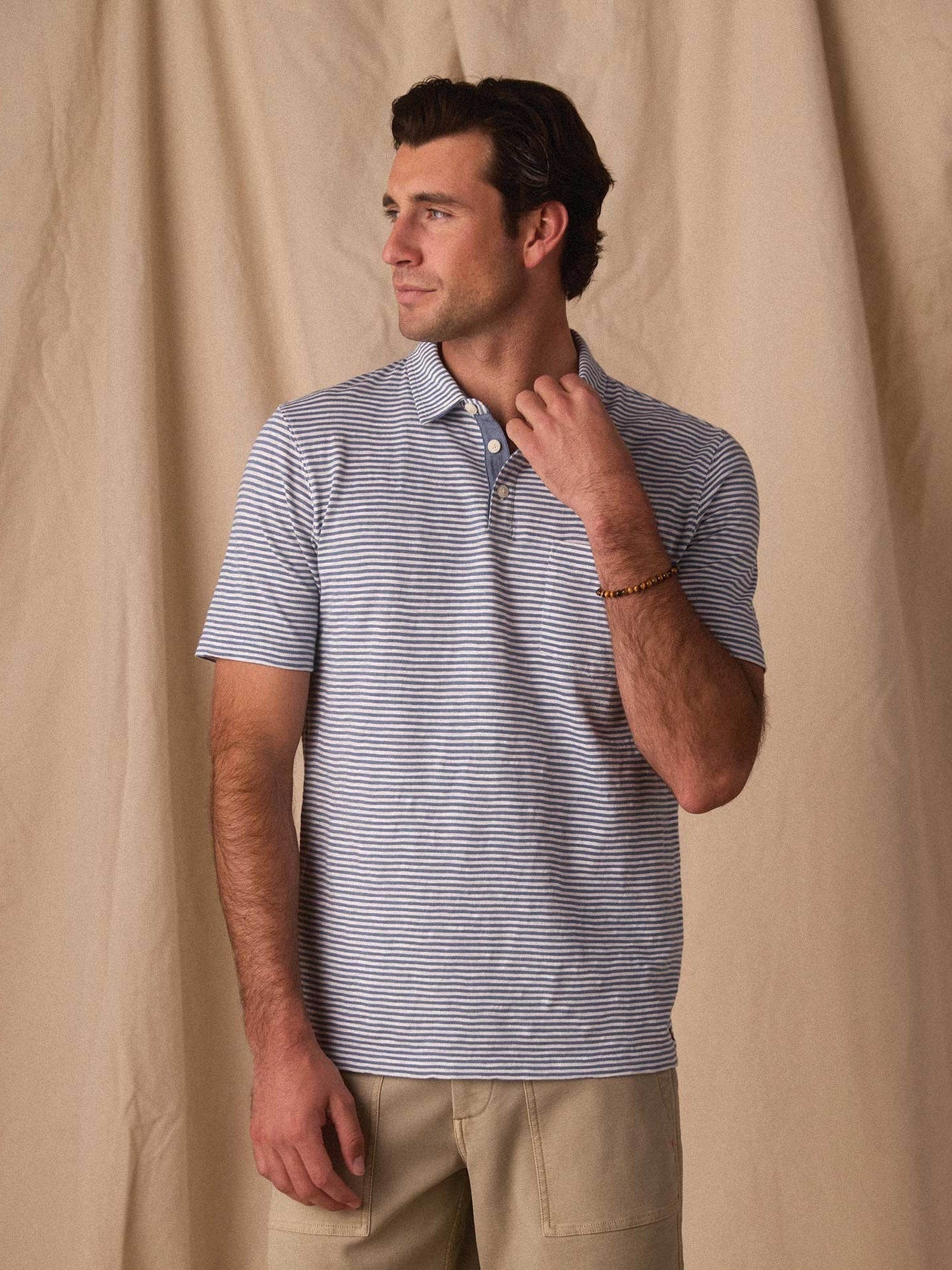 Blue Stripe - Vintage Slub Pocket Polo