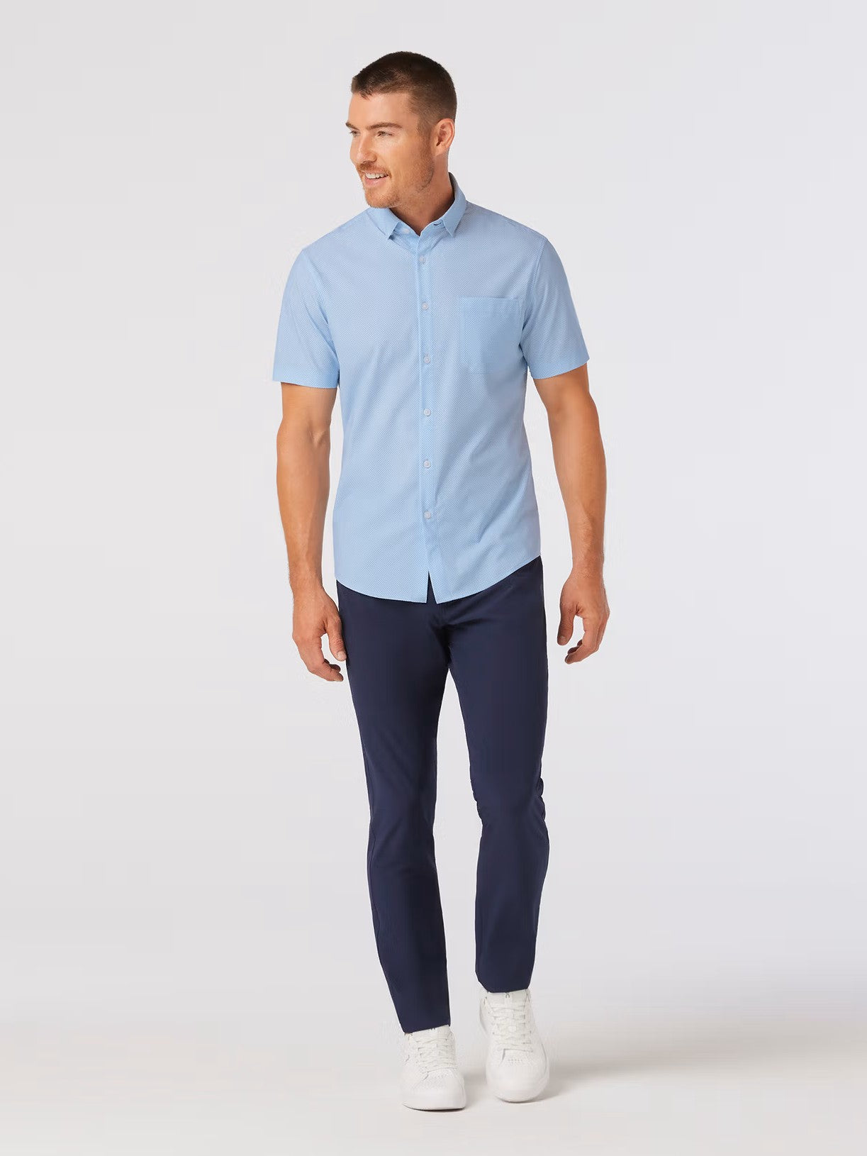 Light Blue Pressed Diamond - Leeward SS Dress Shirt