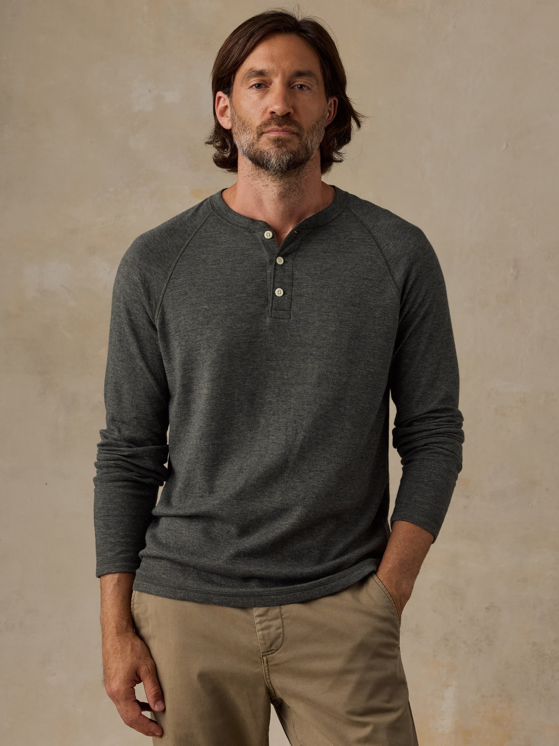 Deep Olive Feeder- LS Cloud Henley