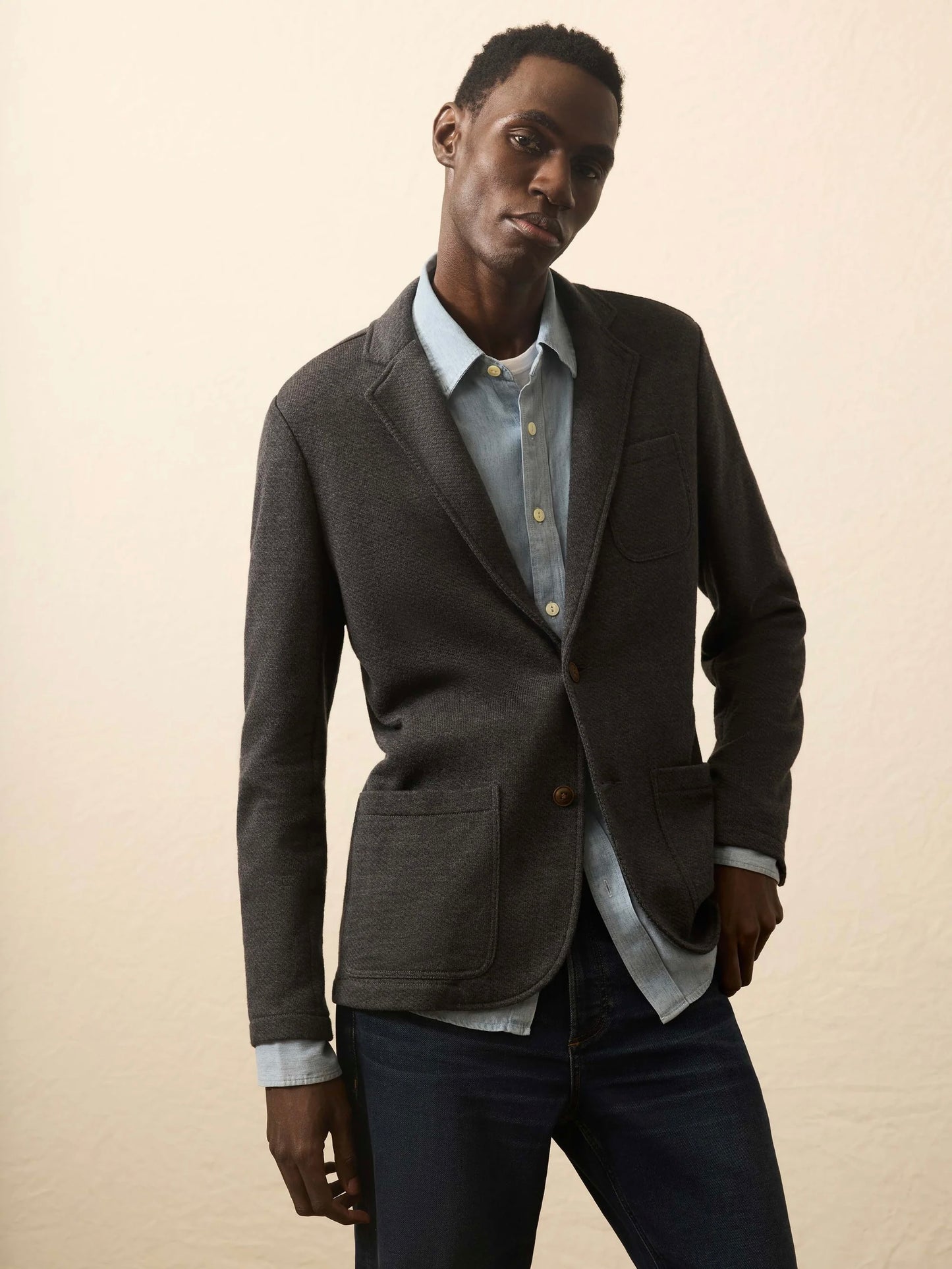 Black Sky Melange - Inlet Knit Blazer