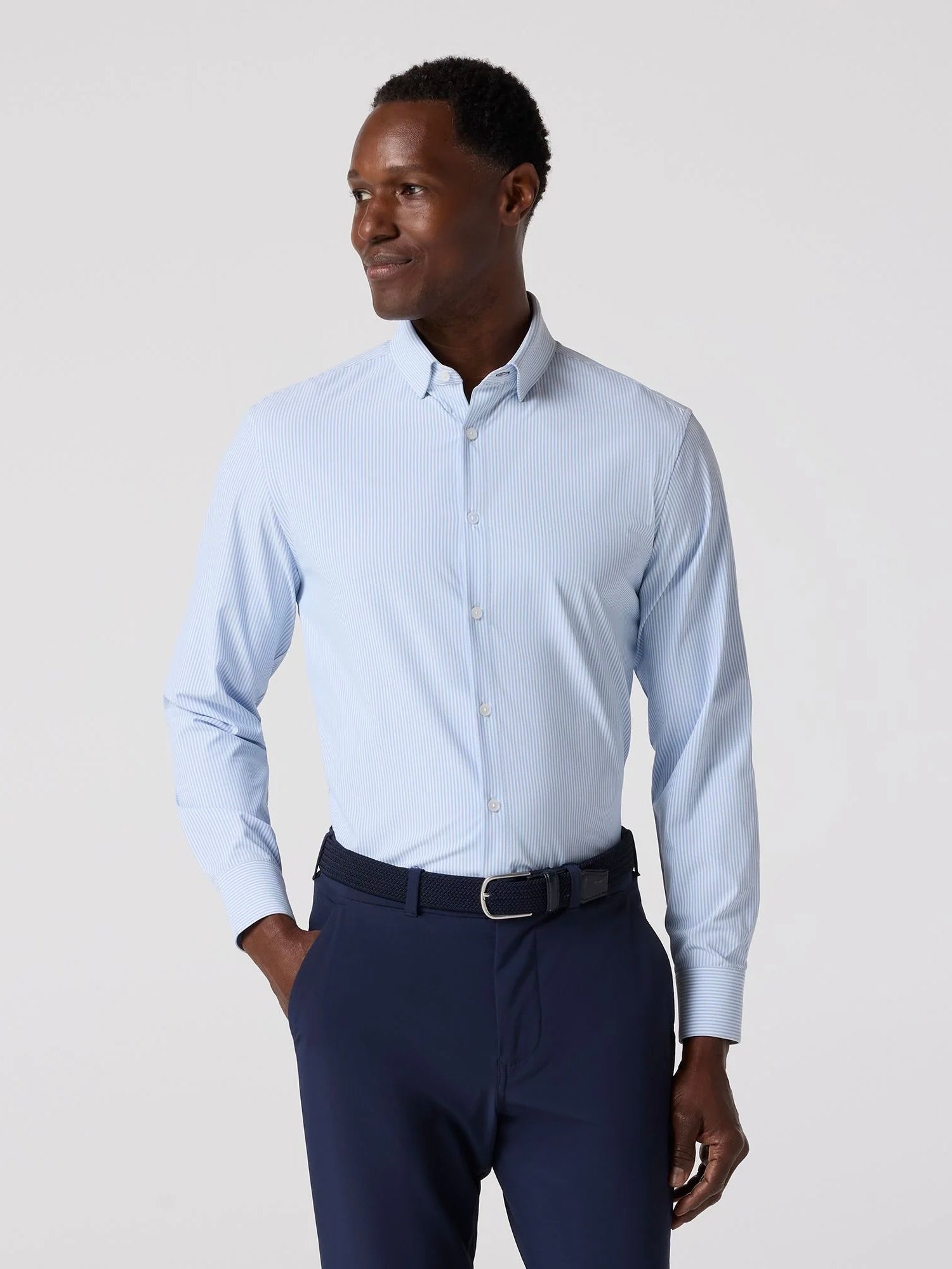 Bel Air Blue Banker Stripe- Leeward LS Dress Shirt
