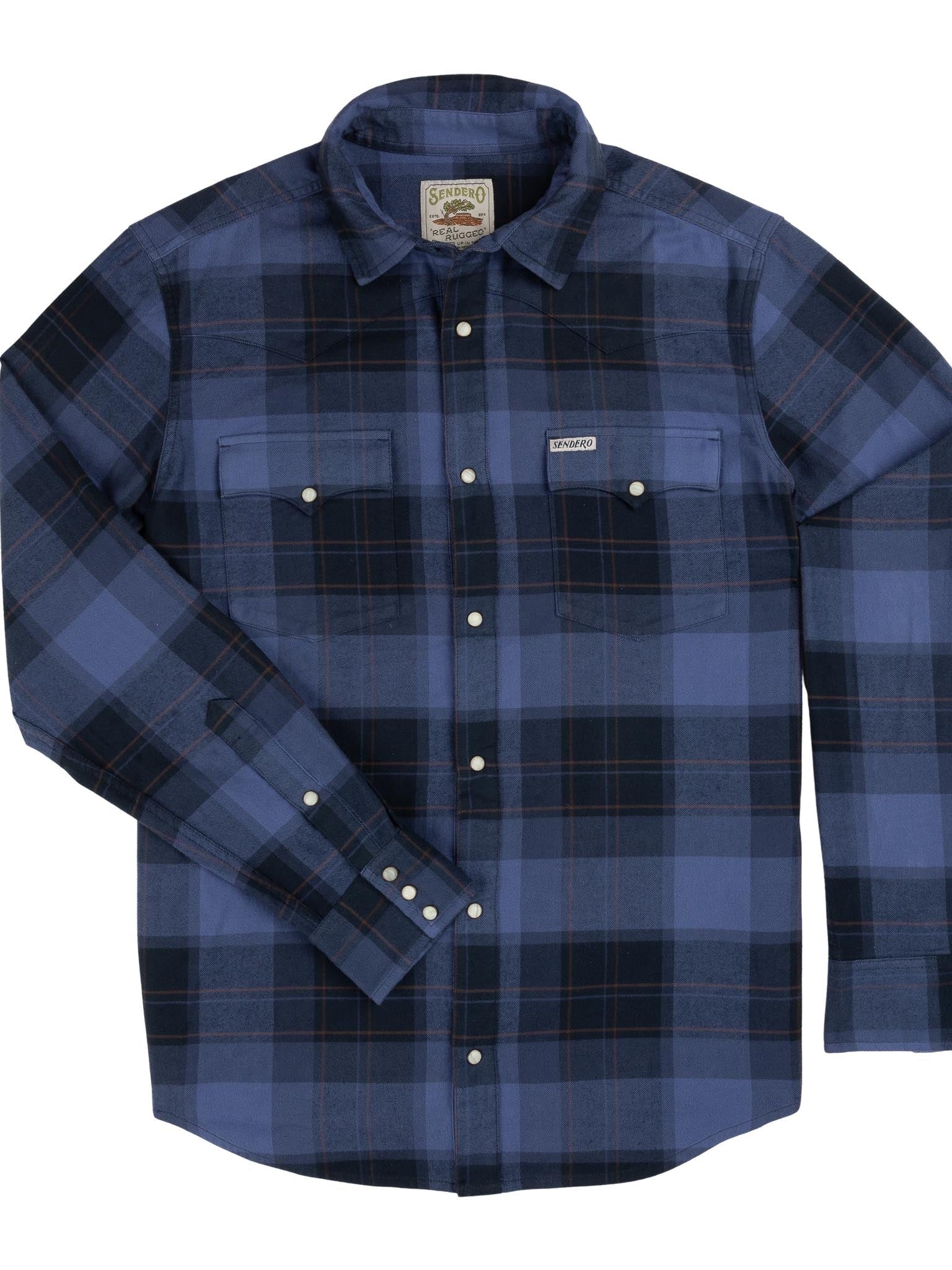 Woodrow Plaid Midnight - Durango Flannel Pearlsnap