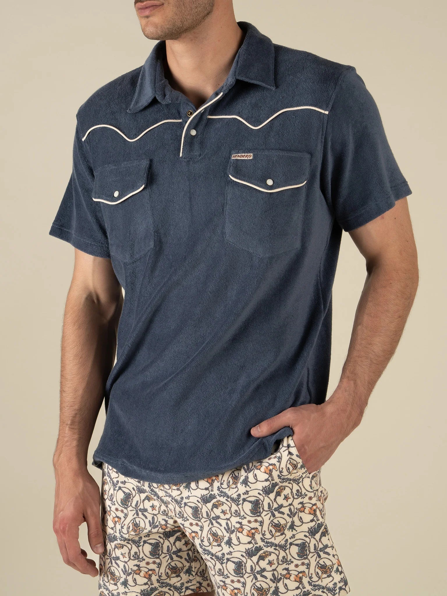 Vintage Indigo - Cantina Terry Polo Short Sleeve Shirt