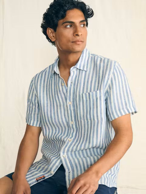 Horizon Ivory Stripe - SS Palma Linen Shirt