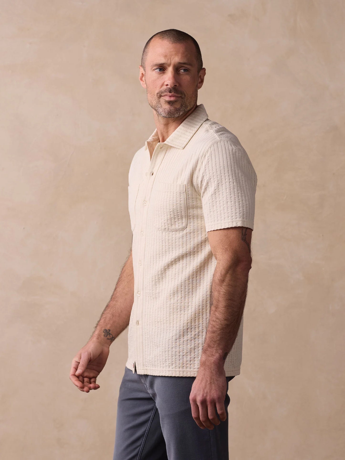 Stone- Knit Getaway Button Up