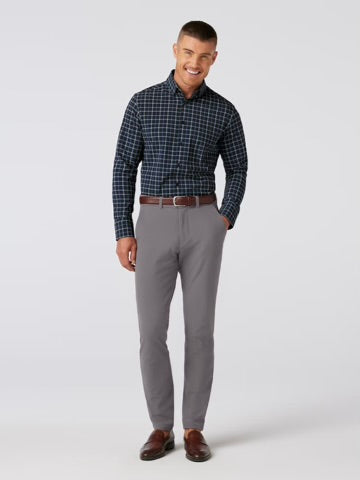 Navy Stewart Plaid - Leeward LS Dress Shirt