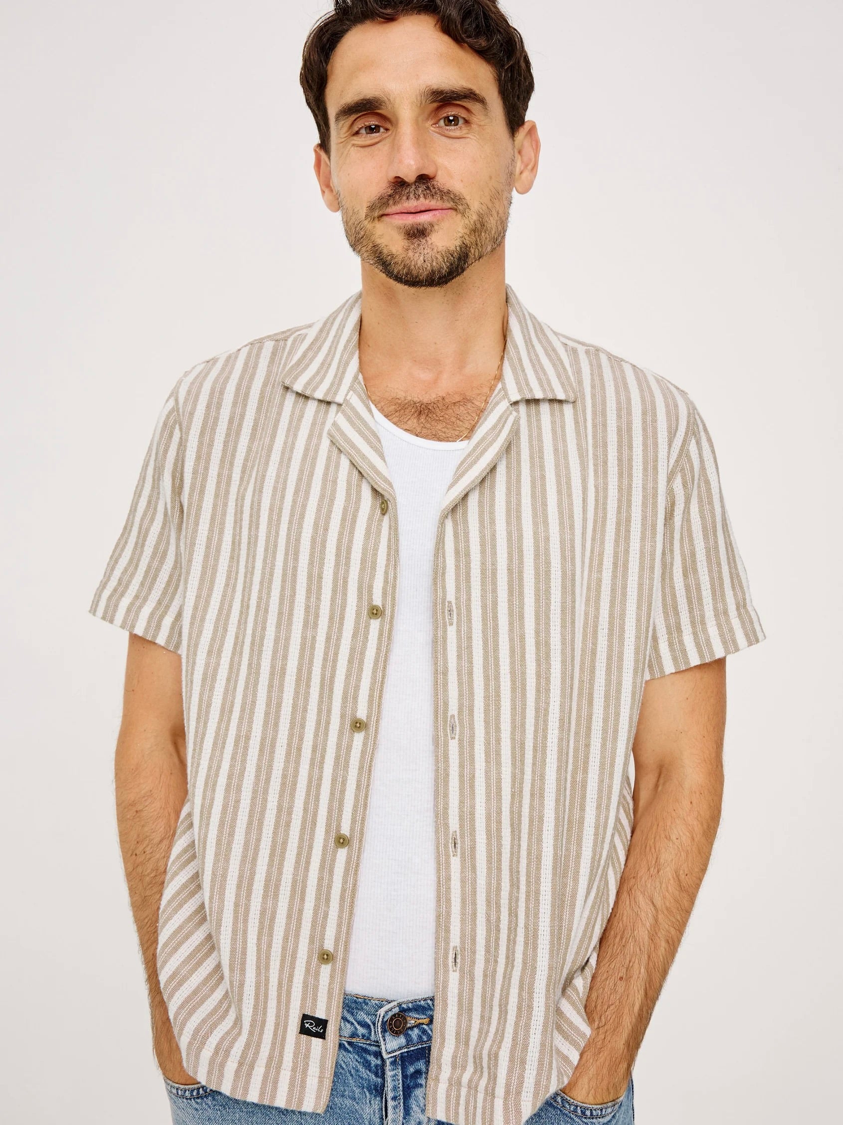 Khaki White Stripe - Fielder Shirt