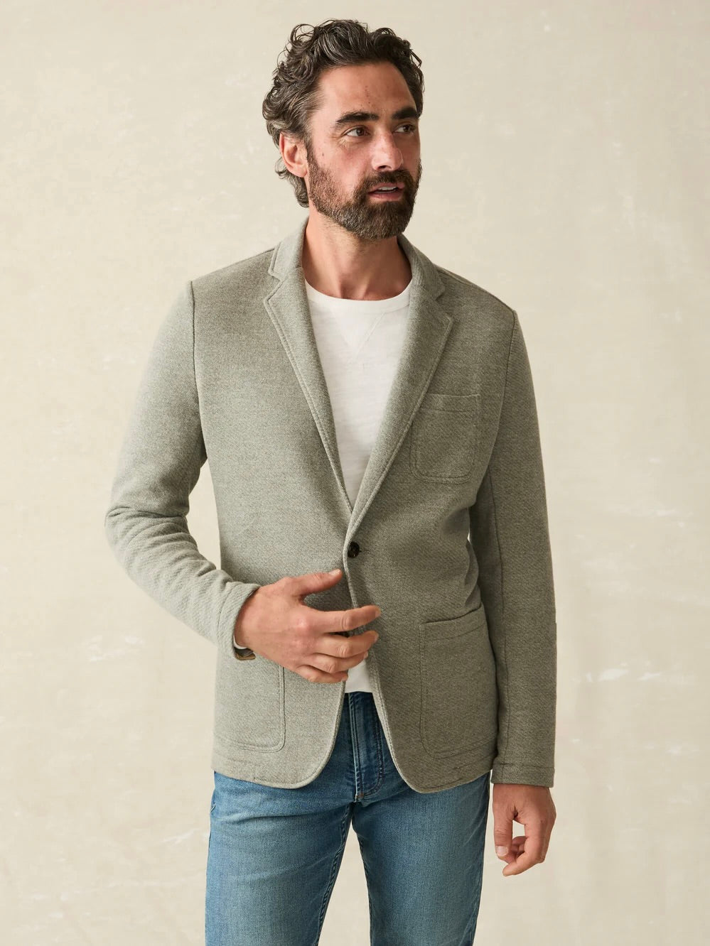 Olive Brush Melange - Inlet Knit Blazer