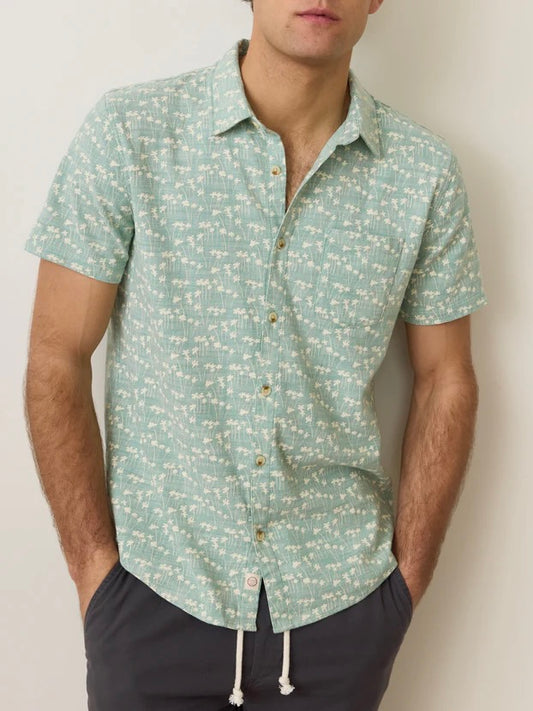 Green Palm Print - Classic Stretch Selvage Shirt