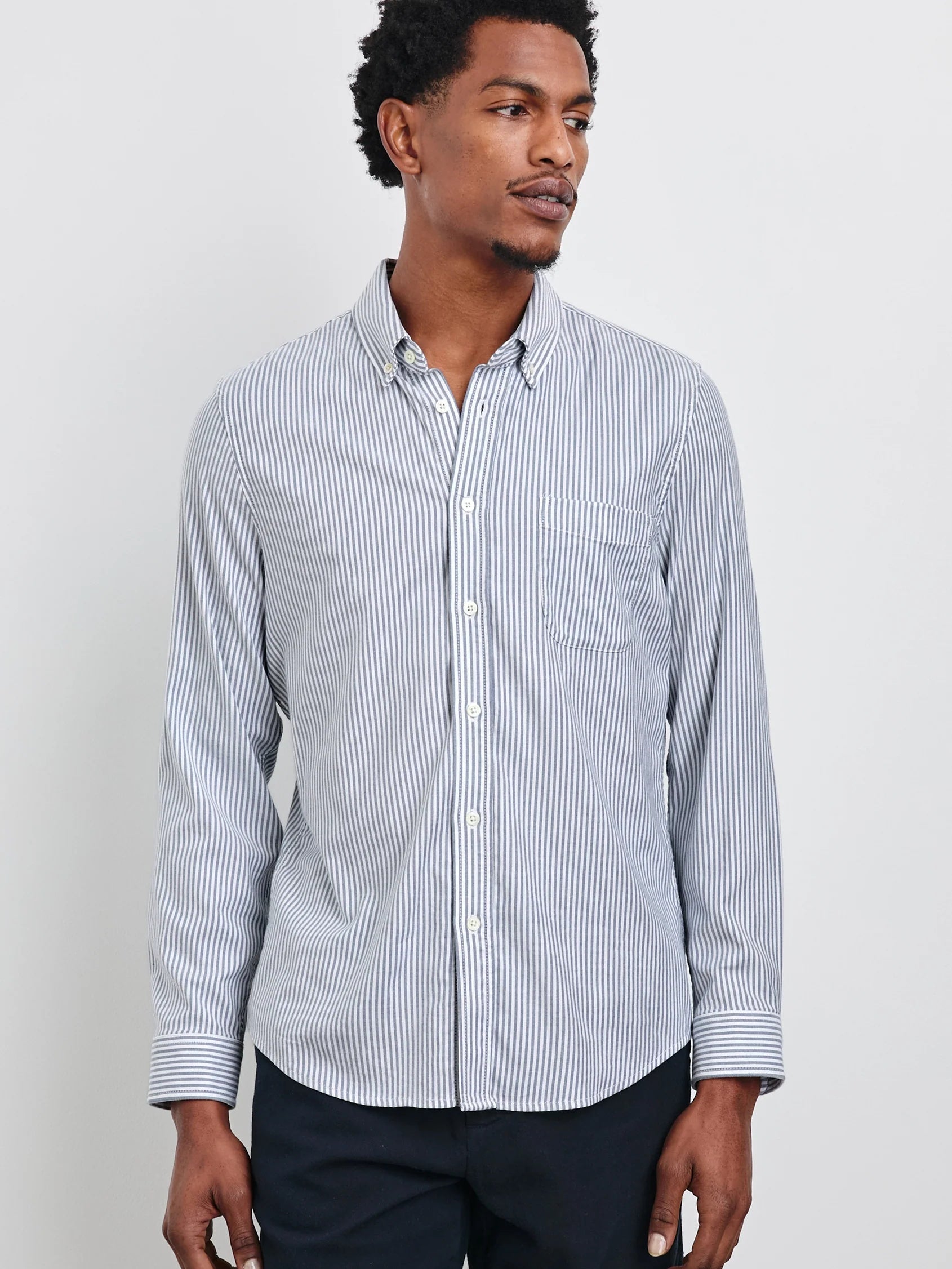 Blue White Stripe - Vance LS BD Shirt