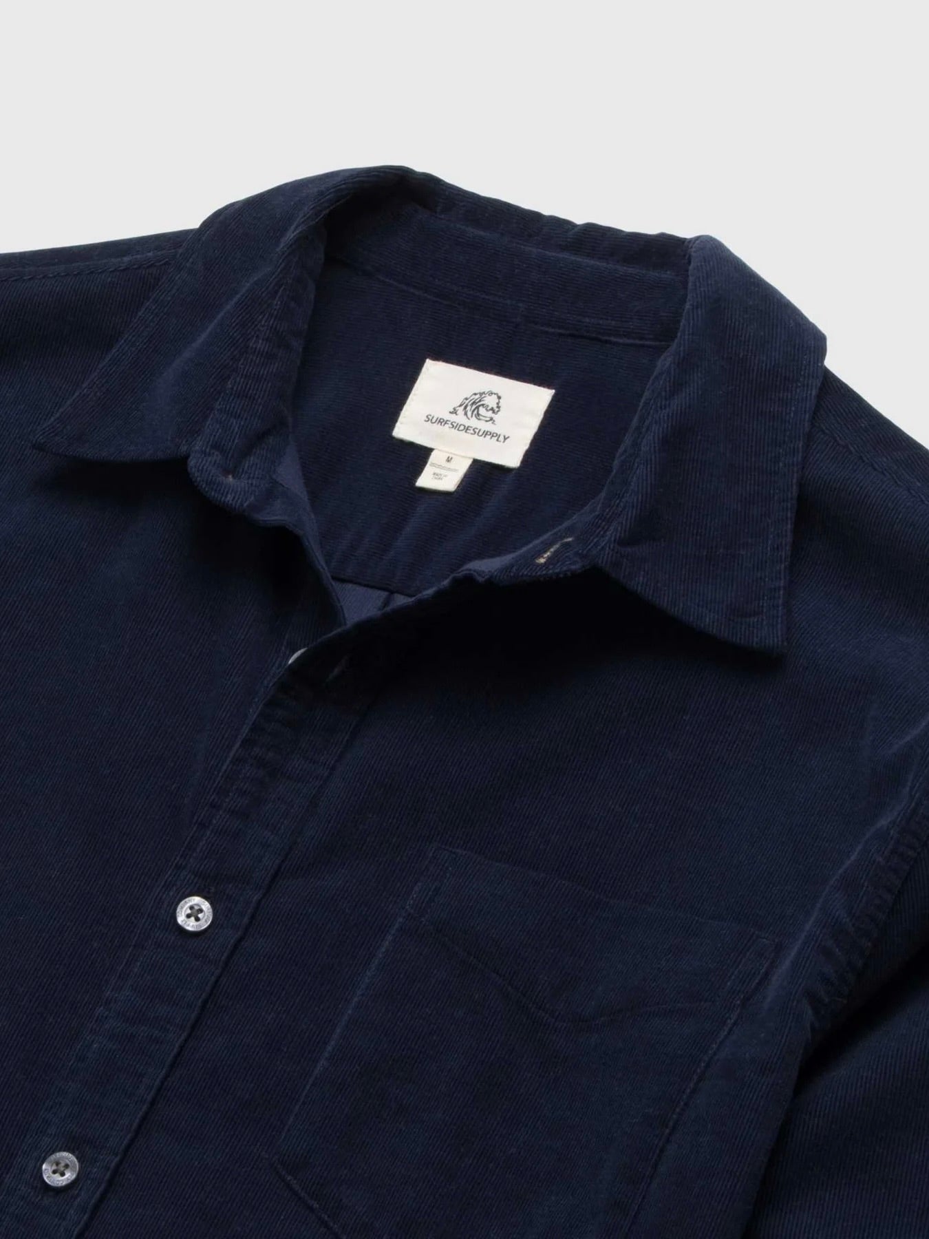 Navy Blazer- Brian L/S Baby Cord 1 Pocket Shirt