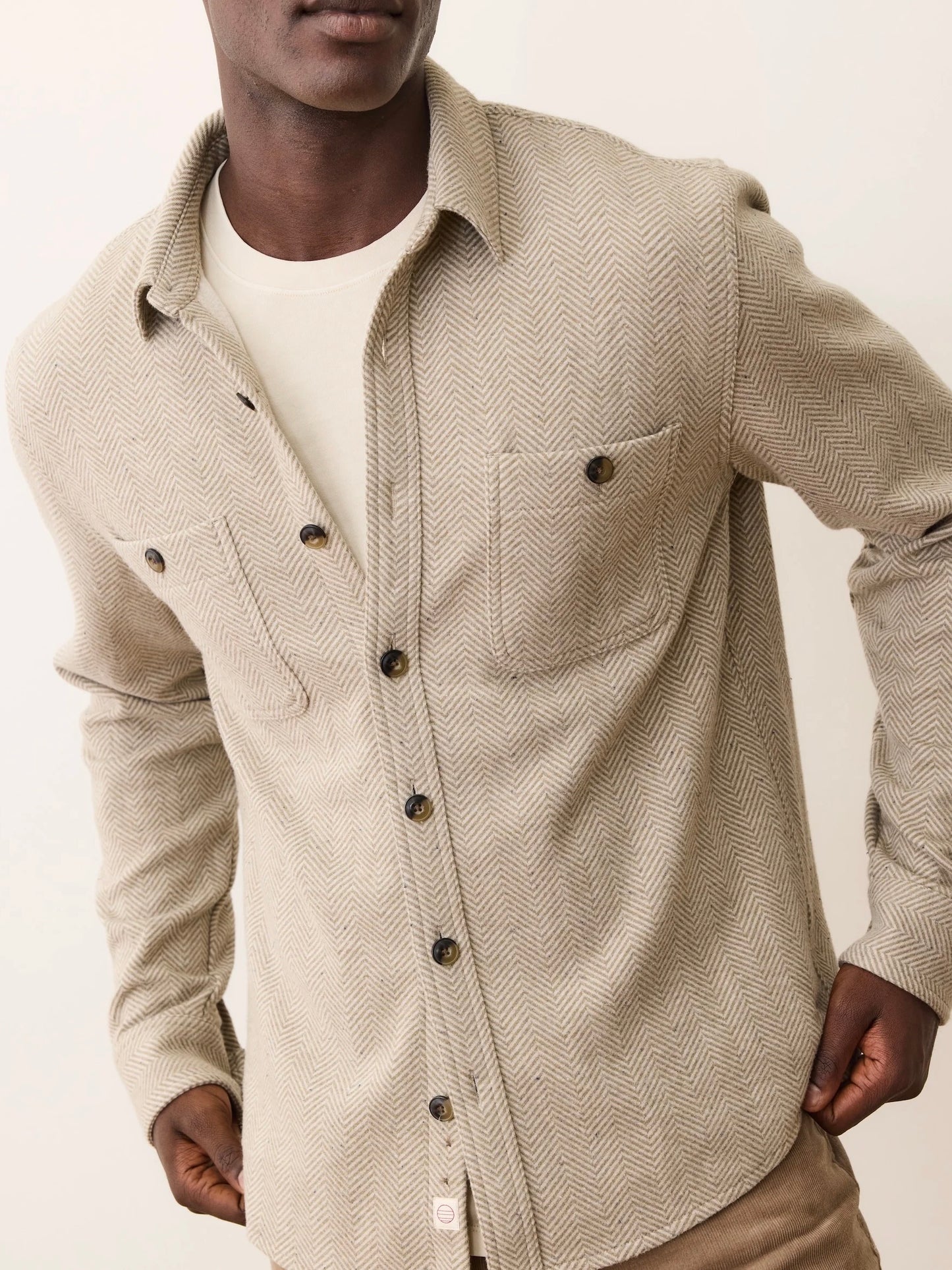 Taupe Herringbone - Pacifica Stretch Twill Overshirt