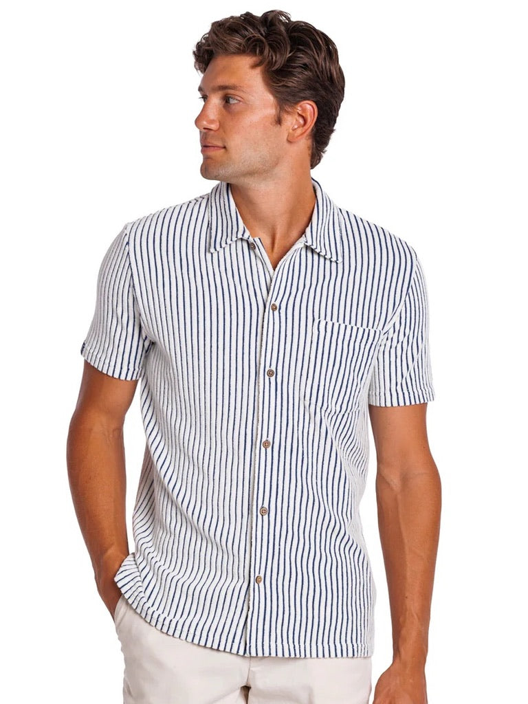 Striped Jacquard Natural - Terrycloth Button Down
