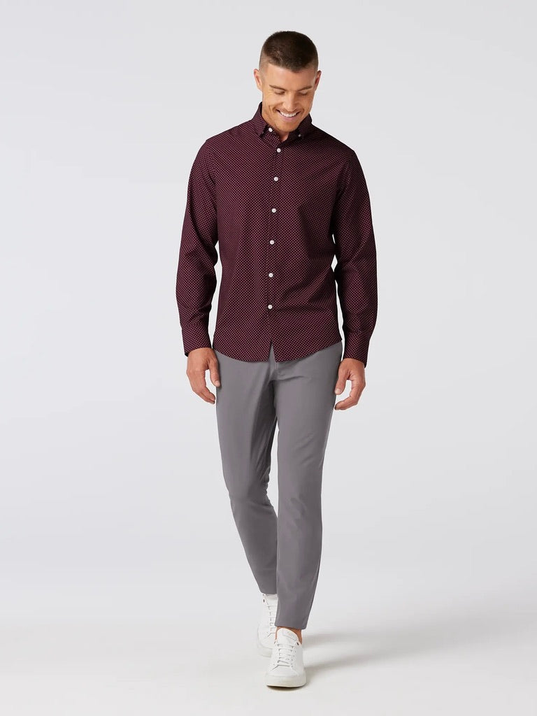 Wine Clover Plaid - Leeward No Tuck LS Dress Shirt