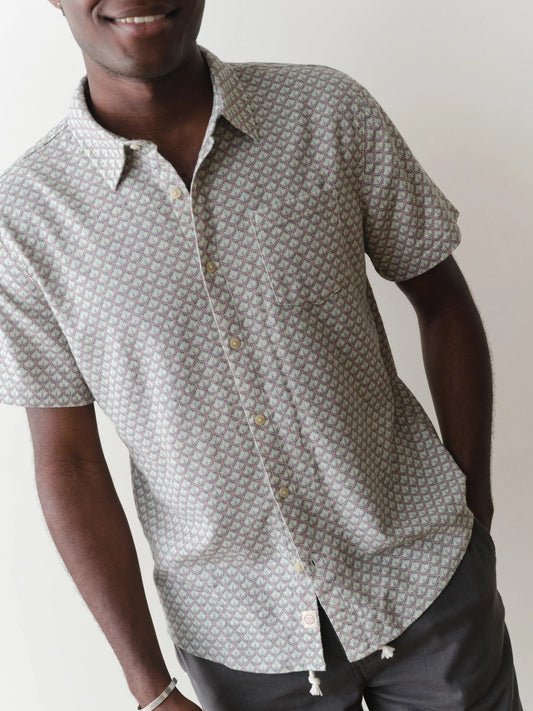 Light Blue Agave Print - Classic Stretch Selvage Shirt