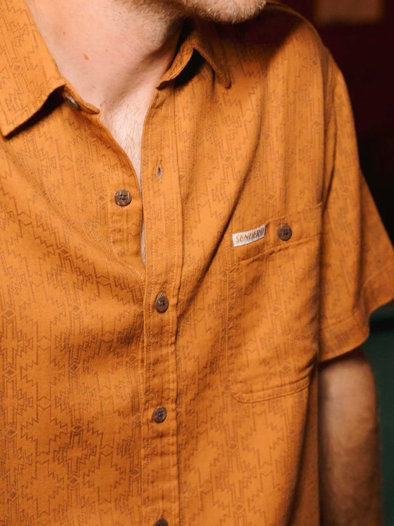 Arizola Chevron - Chestnut - City Slicker Button Up Short Sleeve Shirt