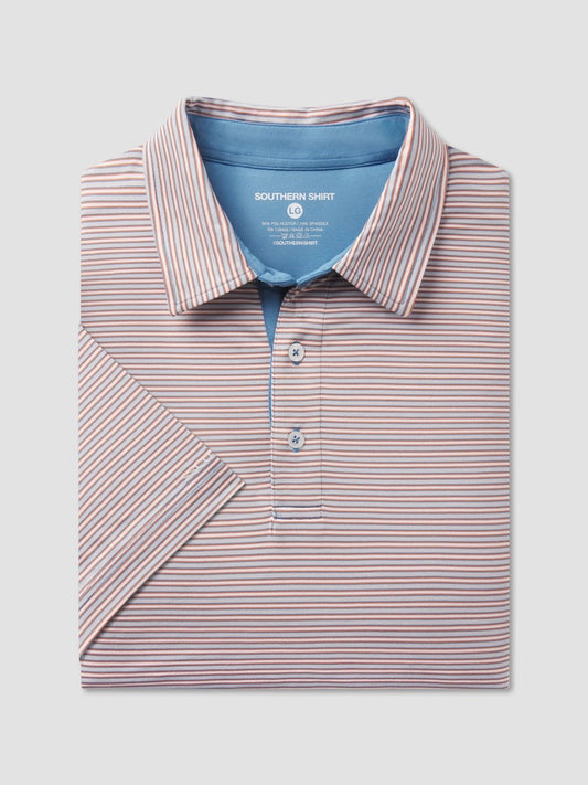 Scoreboard Stripe Polo - Smoke Blue