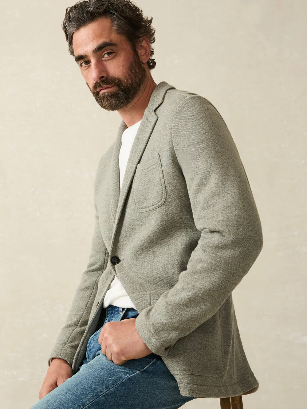 Olive Brush Melange - Inlet Knit Blazer