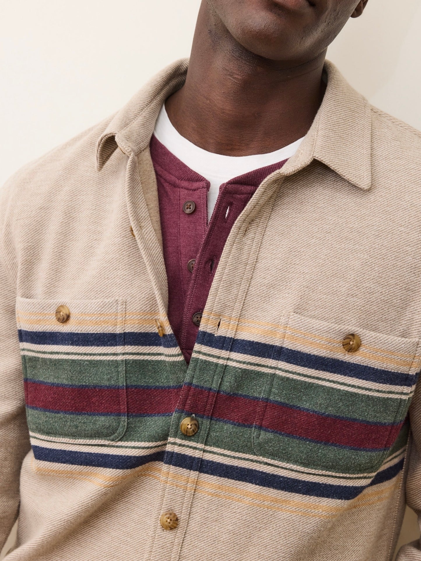 Taupe Multi Stripe - Pacifica Stretch Twill Overshirt