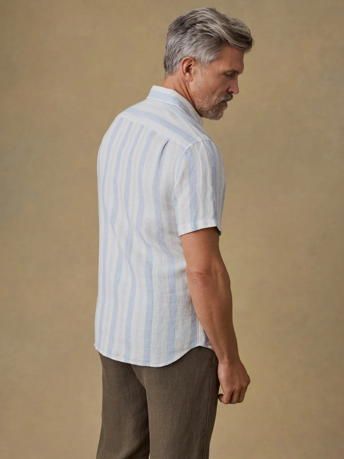 Island Blue Stripe- SS Palma Linen Shirt
