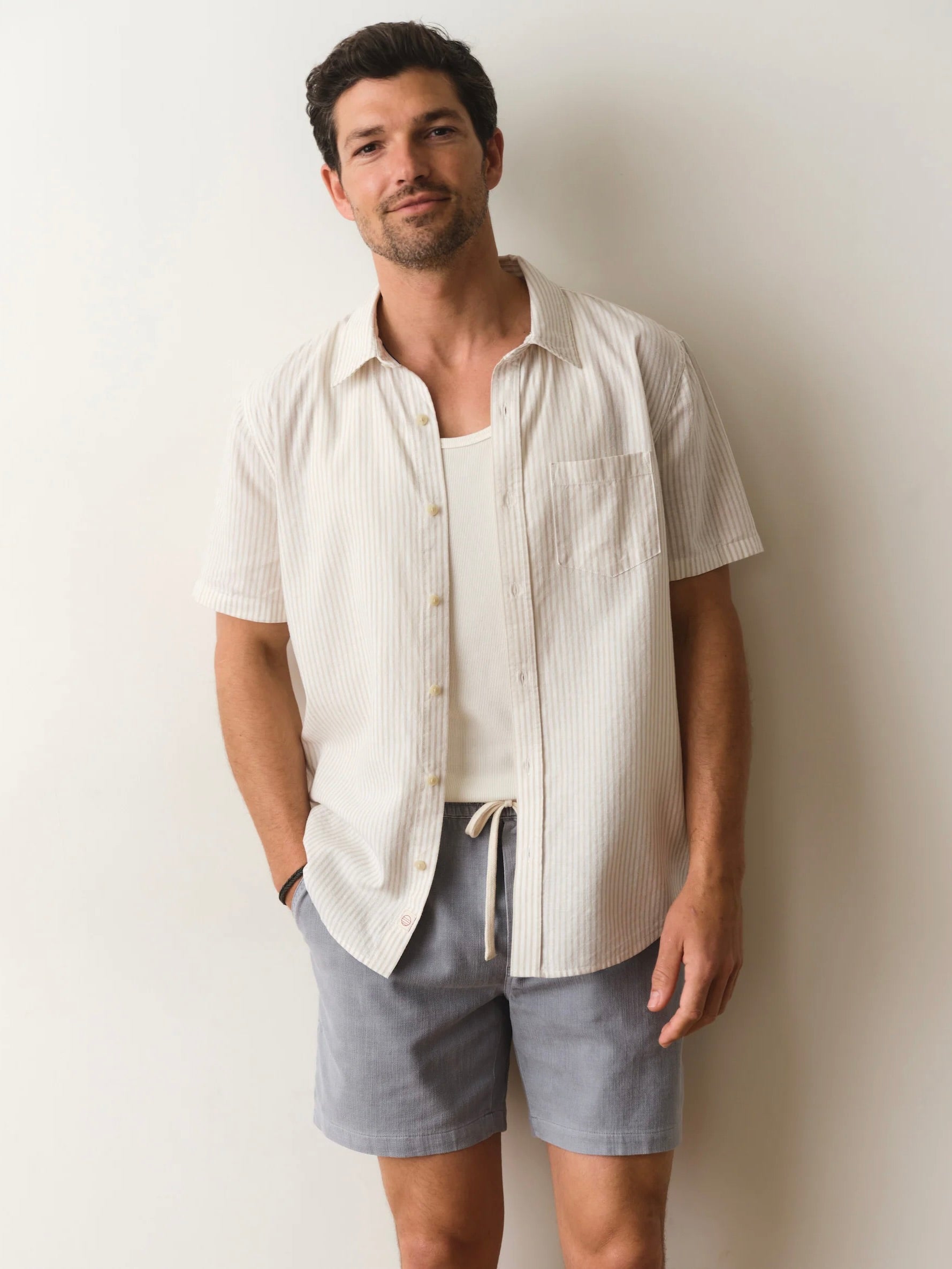 Tan/White Stripe -Better Than Linen Shirt