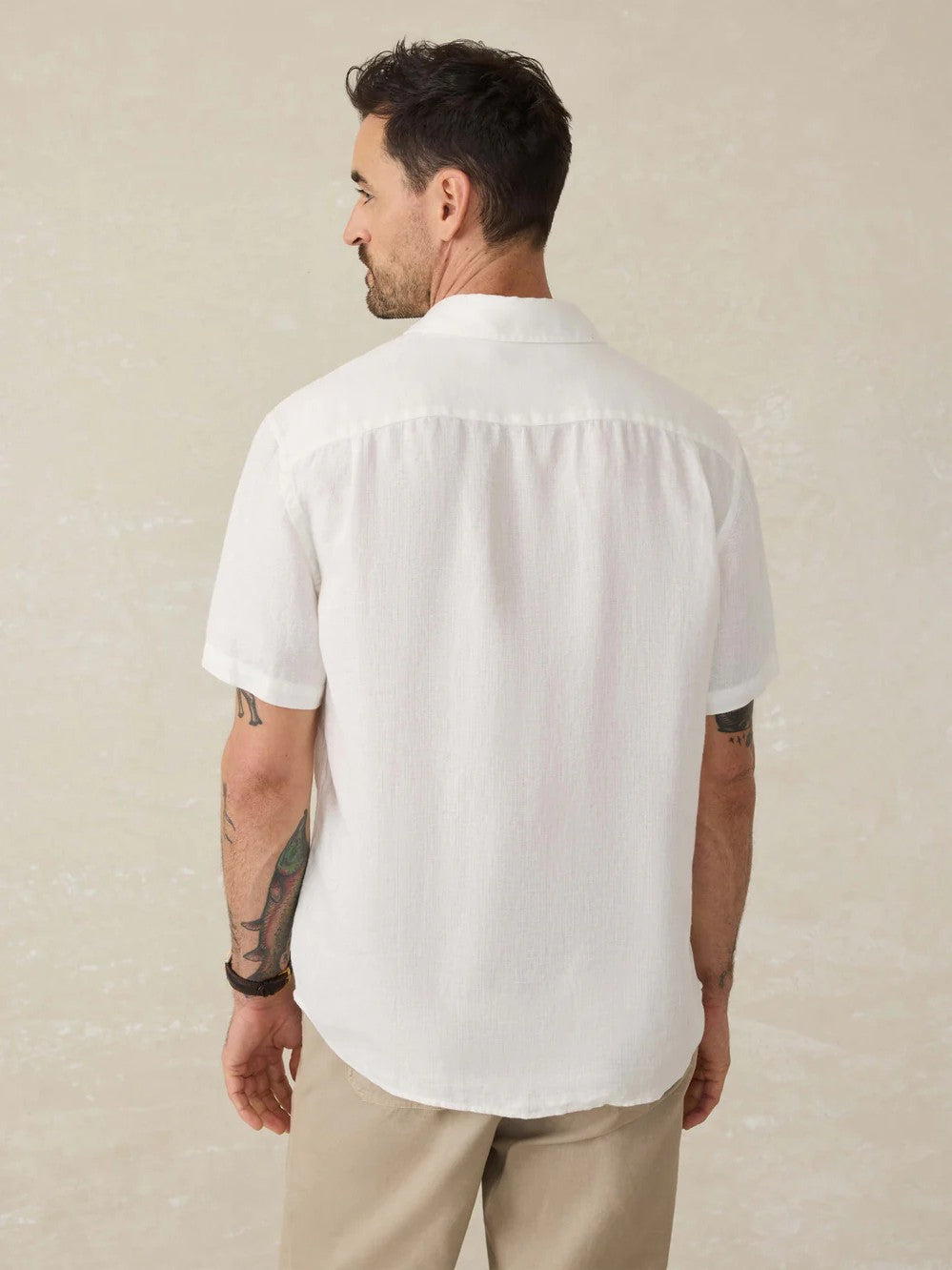 Bright White Basketweave - SS Palma Linen Shirt