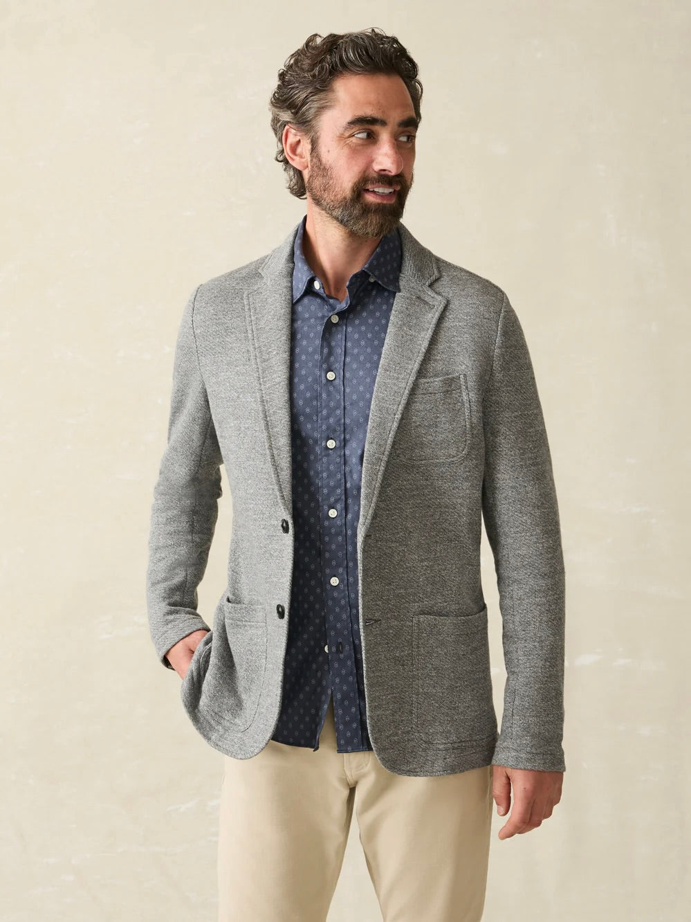 Medium Grey Melange - Inlet Knit Blazer