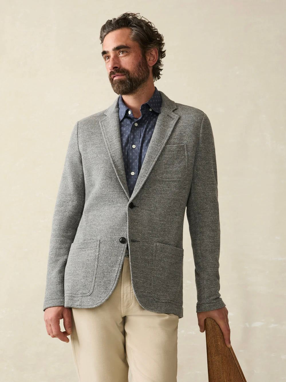 Medium Grey Melange - Inlet Knit Blazer