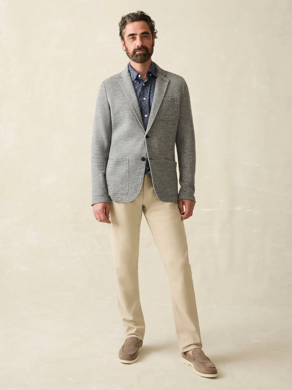 Medium Grey Melange - Inlet Knit Blazer