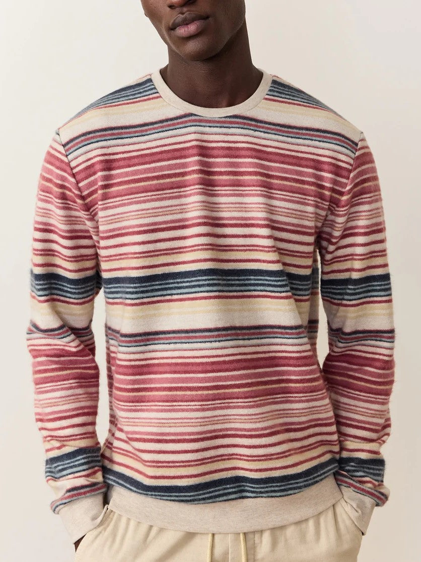 Oatmeal Heather Multi Stripe - Fleece Out Stripe Crewneck