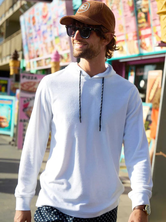White - Dave LS Terry Hooded Pullover