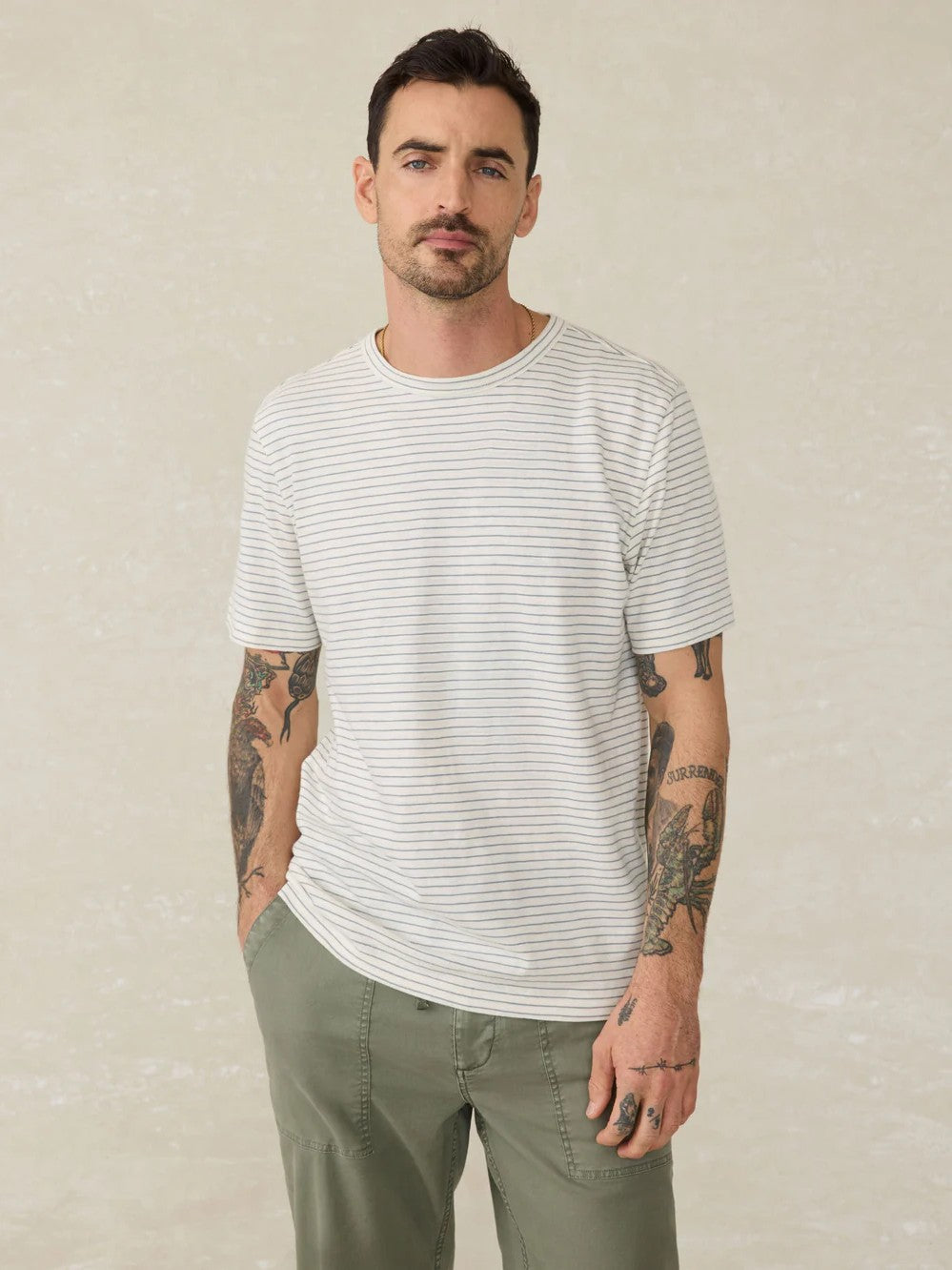 Cream Flint Stripe - SS Sunwashed Tee