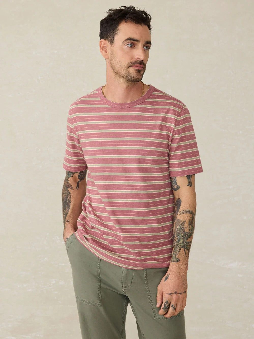 Red Reef Stripe - SS Sunwashed Tee