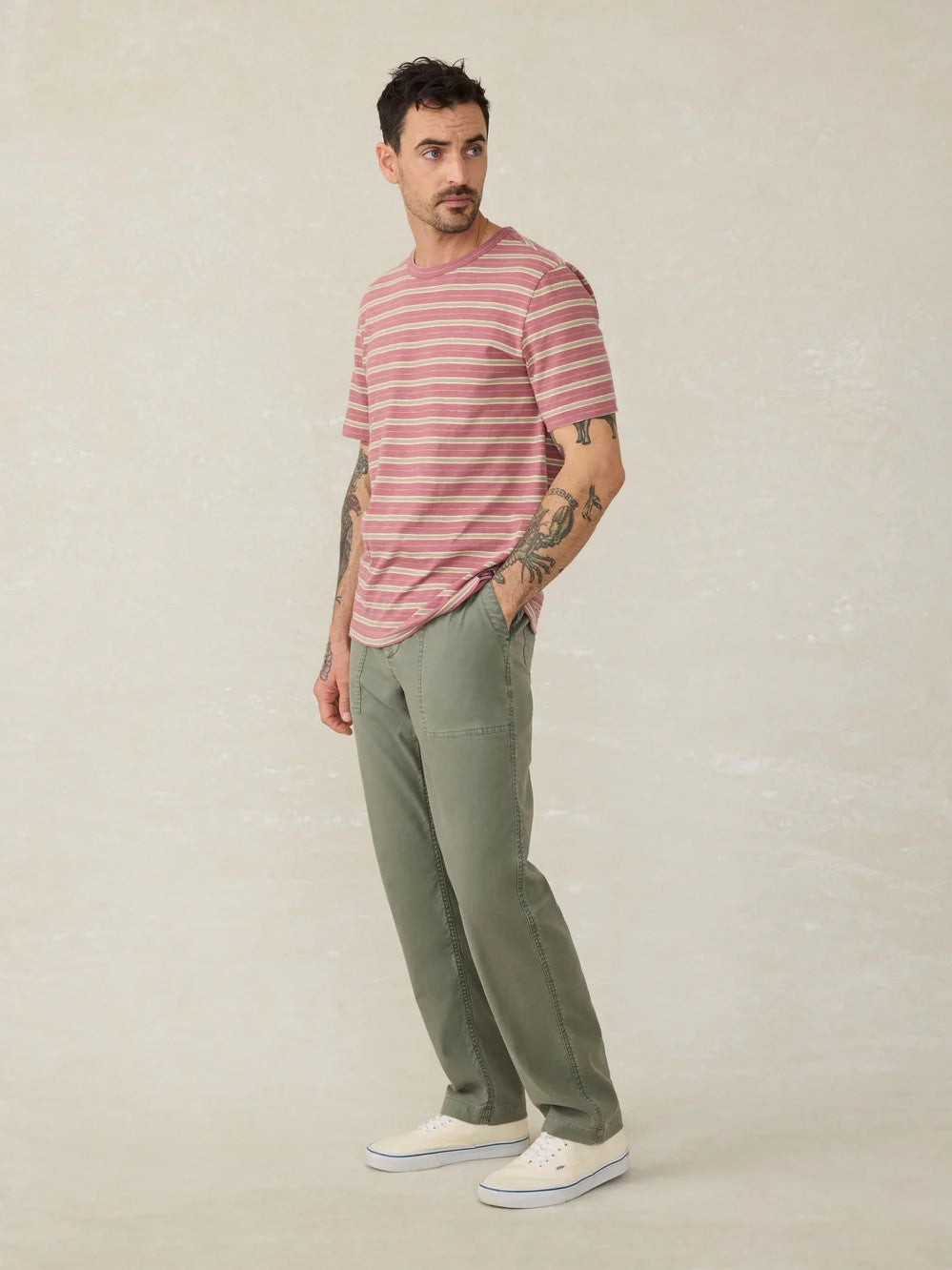Red Reef Stripe - SS Sunwashed Tee